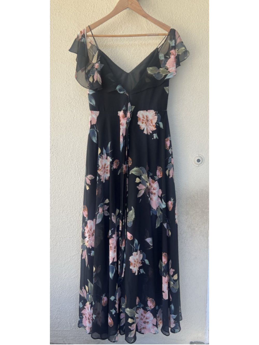 Jenny Yoo Collection Mila Black Pink Floral Maxi Formal Dress 8 Wedding Guest - Picture 4 of 7